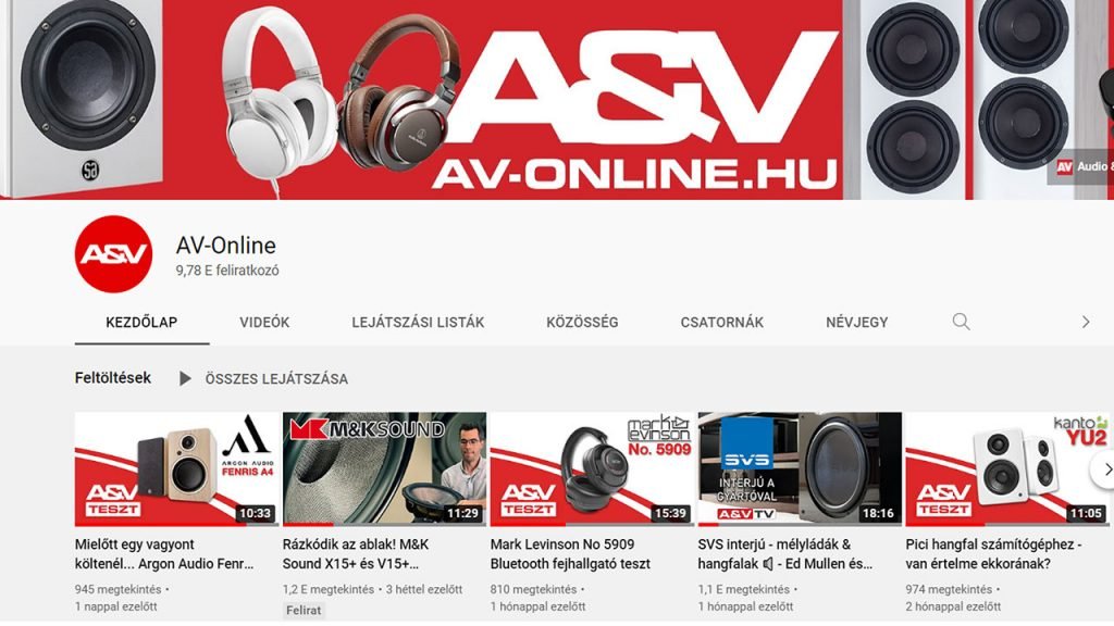 Az AV-Online magazin YouTube-csatornája